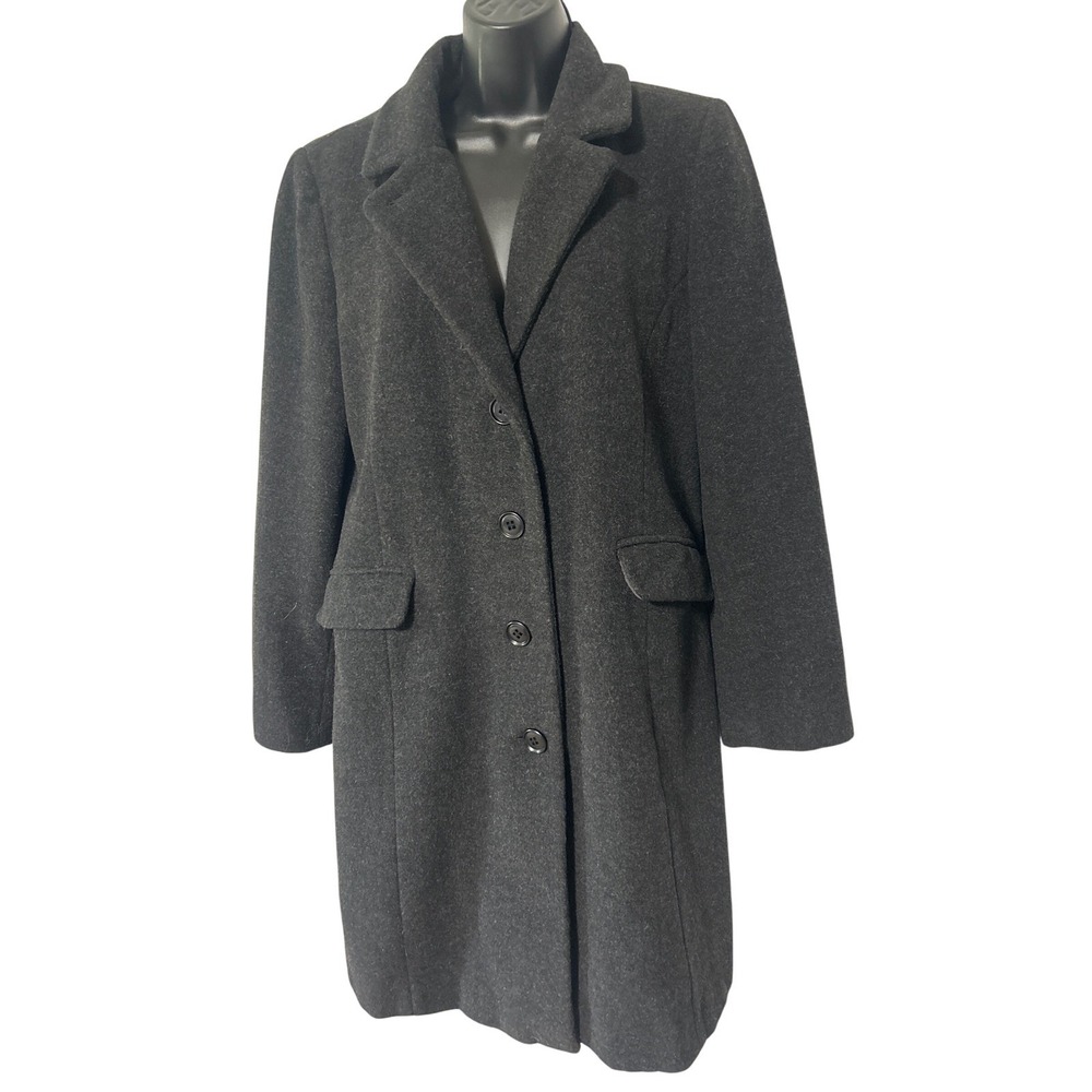 Covington Womens Charcoal Grey Wool Blend Pea Coat Jacket Size Medium RH15099